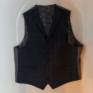 Classic Men's Dark Navy Plaid Formal Vest